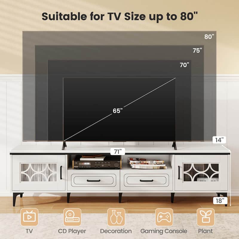 Costway 71" TV Stand for TVs up to 80" with Open Compartment Side