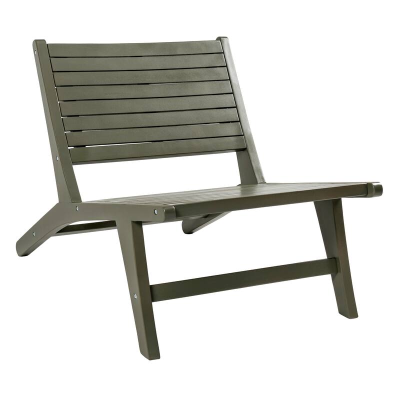 Seagrove Wood Armless Outdoor Patio Chair, by JONATHAN Y - 23.62L x 36.22W x 25.59H - Olive Green