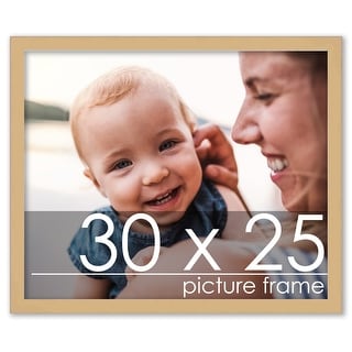 30x25 Traditional Natural Complete Wood Picture Frame with UV Acrylic ...
