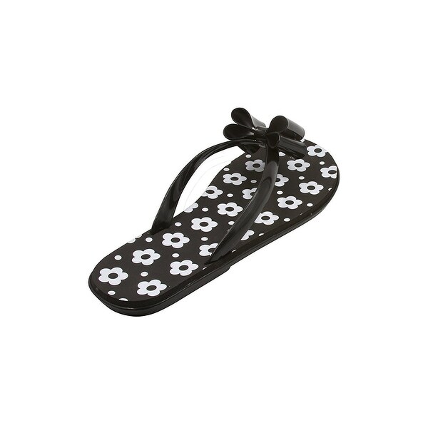 black jelly flip flops with bow