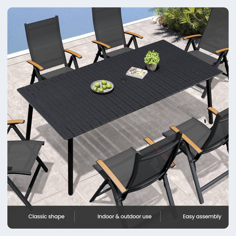 7/9-Piece Outdoor Patio Dining Set Adjustable Folding Chairs and Aluminum Dining Table