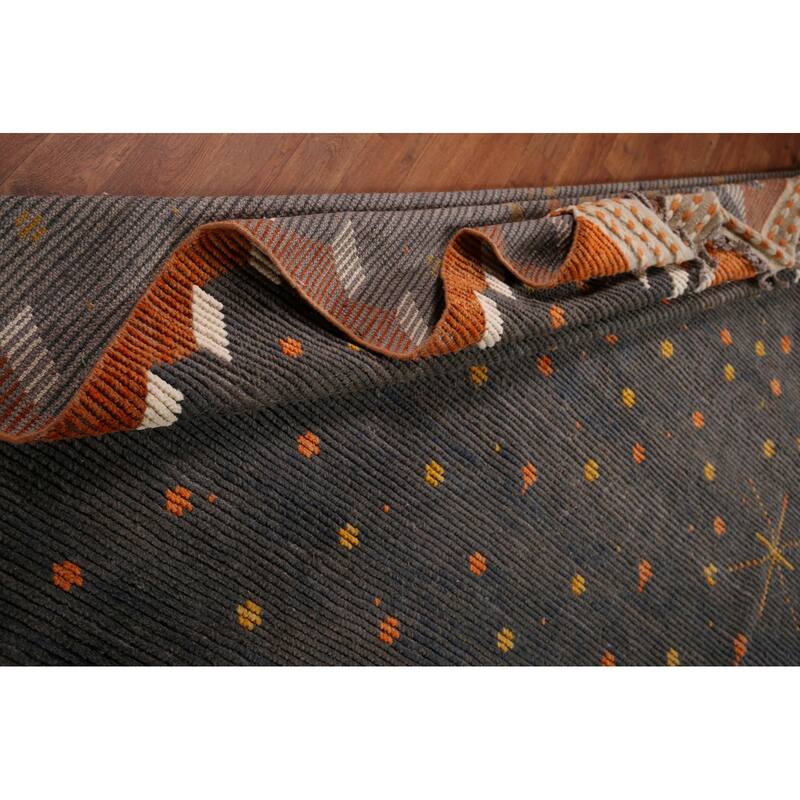 Striped Grey Moroccan Large Modern Area Rug Handmade Wool Carpet - 11'9"x 18'11"