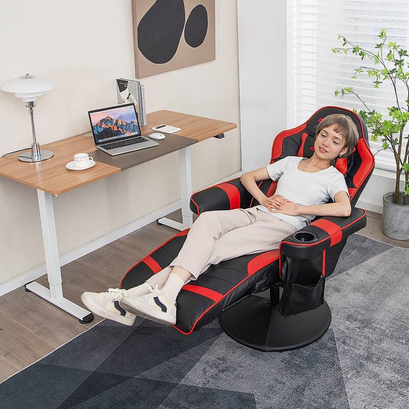 Goplus Massage Gaming Recliner Height Adjustable Racing Swivel Chair - See Details