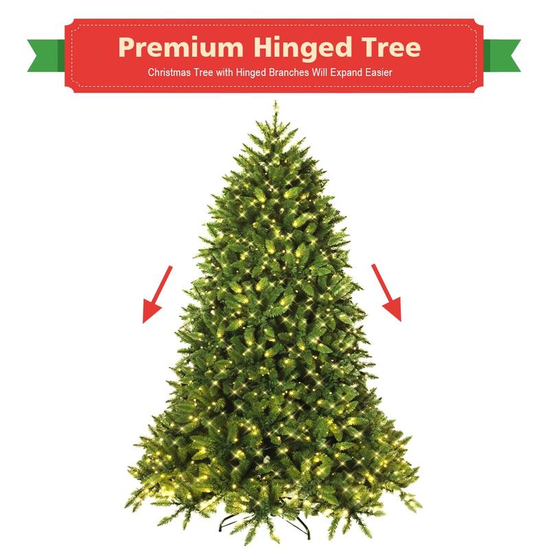 Costway 5ft Pre-lit PVC Christmas Fir Tree Hinged 8 Flash Modes - 5 FT