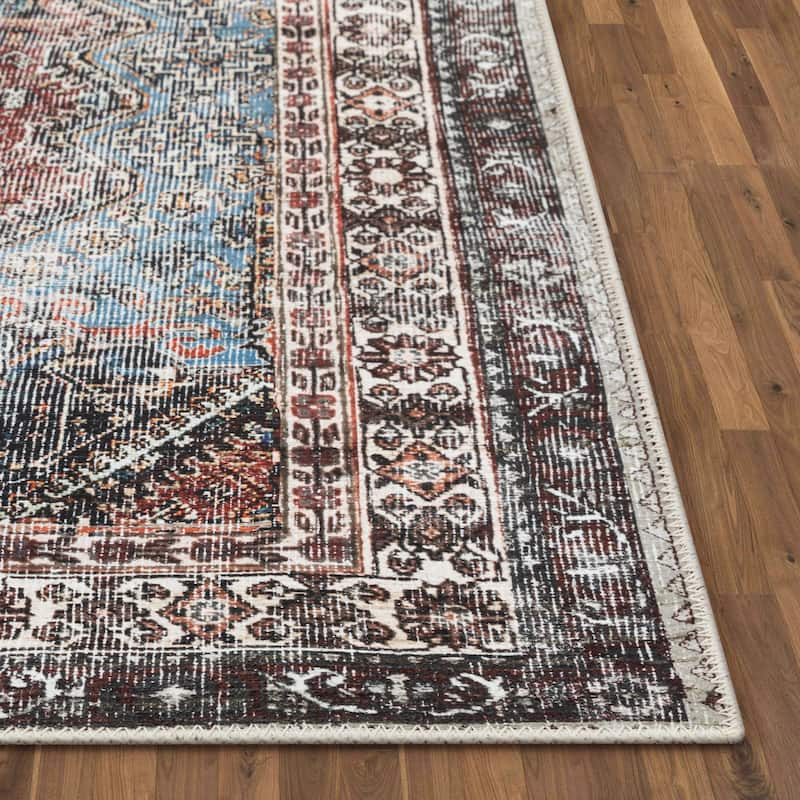 Well Woven Lotus Menda Vintage Medallion Machine Washable Area Rug