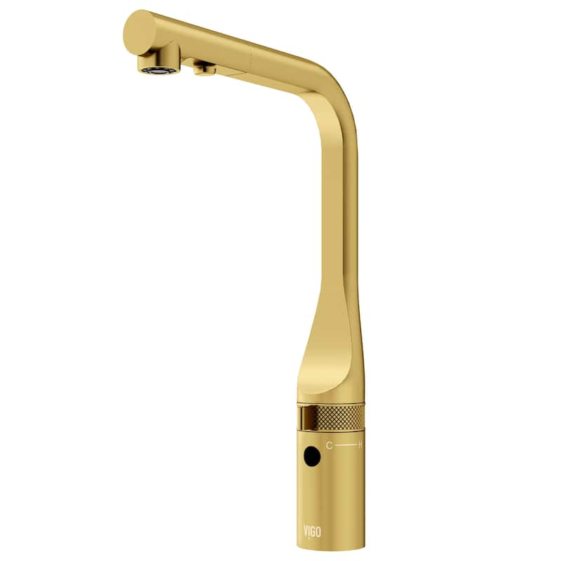 VIGO Jewel 15" H Touchless Pull-Out Sprayer Kitchen Faucet - Matte Brushed Gold