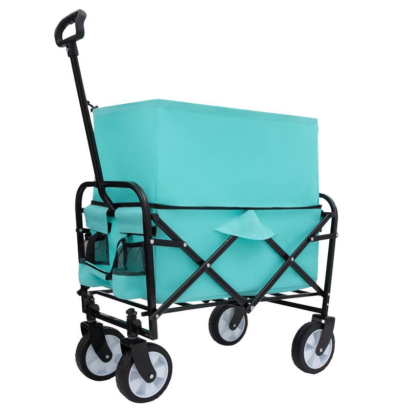 Minimeetall Extention Collapsible Foldable Wagon Cart with strapping system Beach Wagon Utility Wagon Grocery Cart