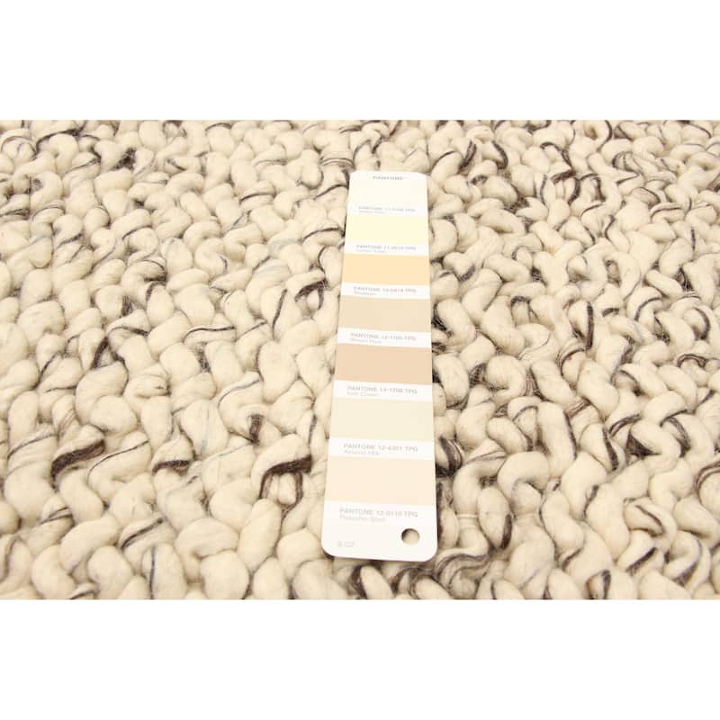 ECARPETGALLERY Braid weave Sienna Cream Wool Rug - 5'6 x 7'6