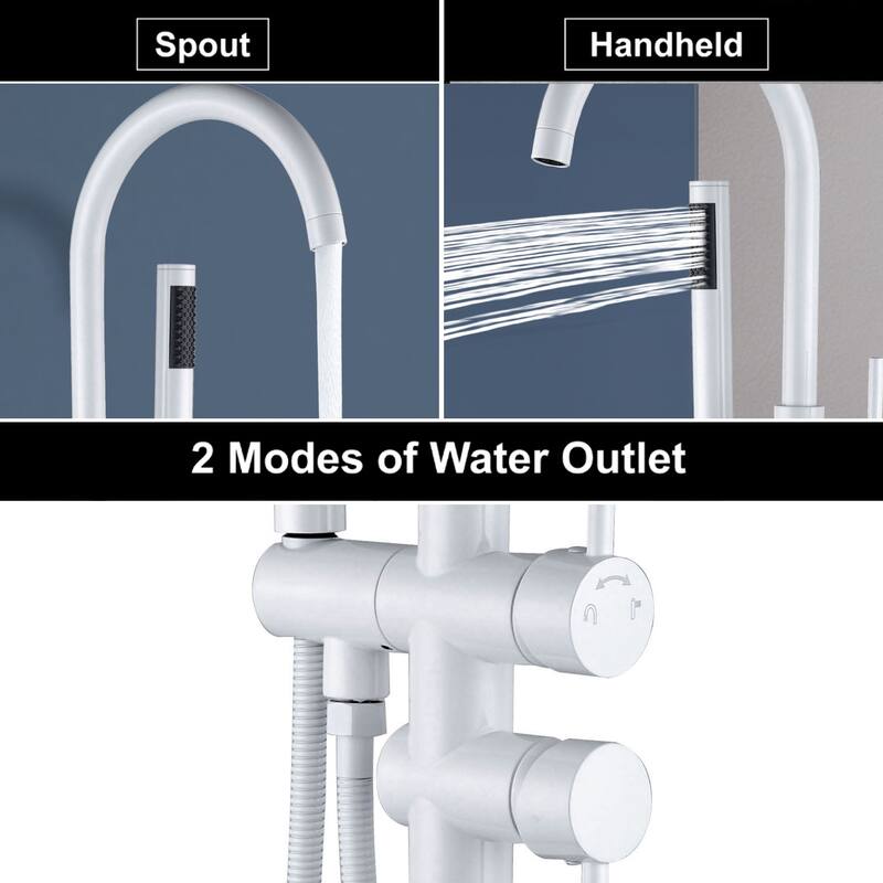 Topcraft Floor Mounted Bathtub Filler with Handheld Showerhead