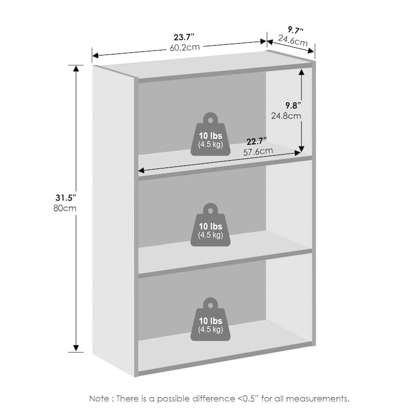 Furinno Simple Open Shelf, Bookcases, 3-Tier