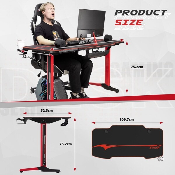 Homall T Shaped Gaming Desk Computer Office Desk with Cup Holder