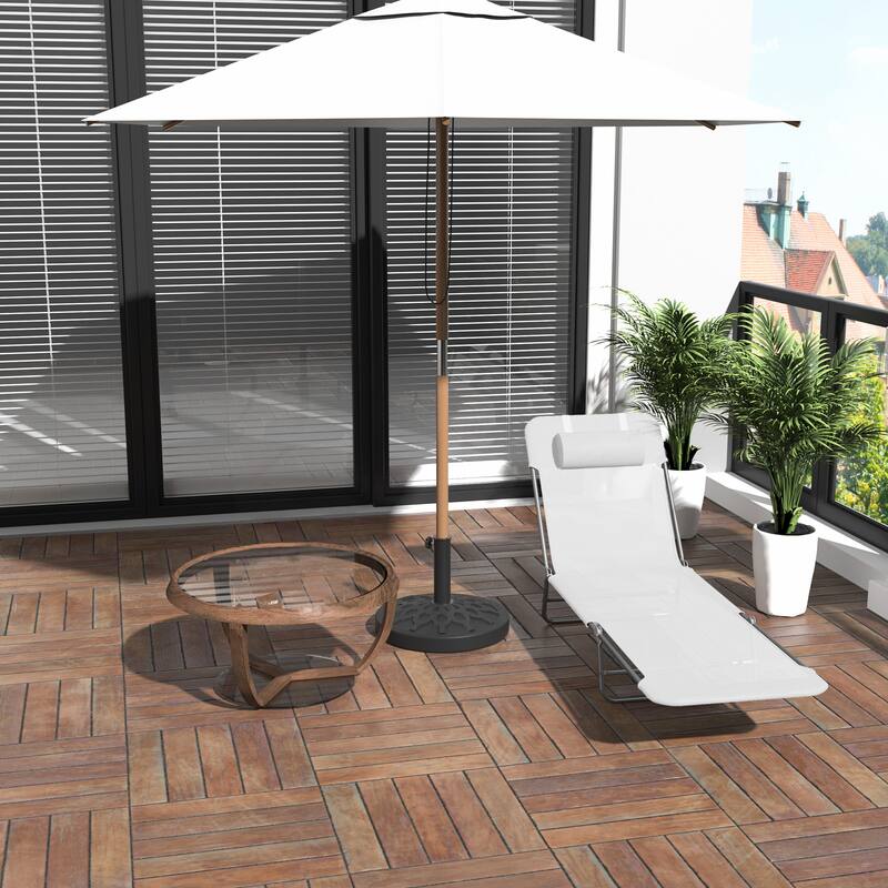 Outdoor Foldable Chaise Lounge Chair Pool Mesh Seat with Adjustable Backrest and Padded Headrest for Beach Yard Patio