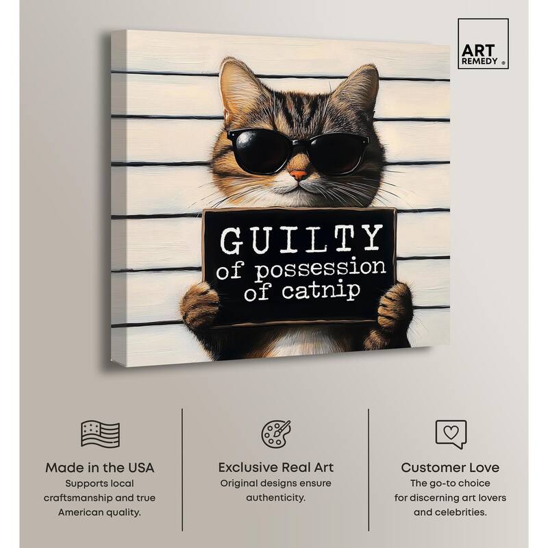 Guilty of Catnip Canvas by Art Remedy, Gallery Wrapped