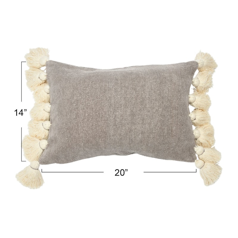 Cotton Chenille Lumbar Pillow with Tassels