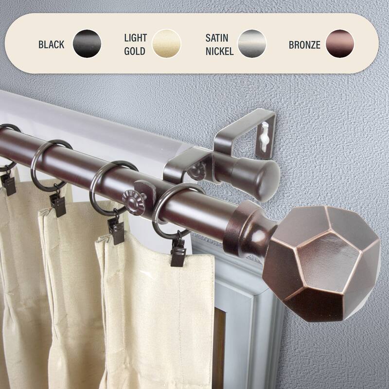 InStyleDesign Valdo 1 inch Diameter Adjustable Double Curtain Rod - 160 to 240 inches - Bronze