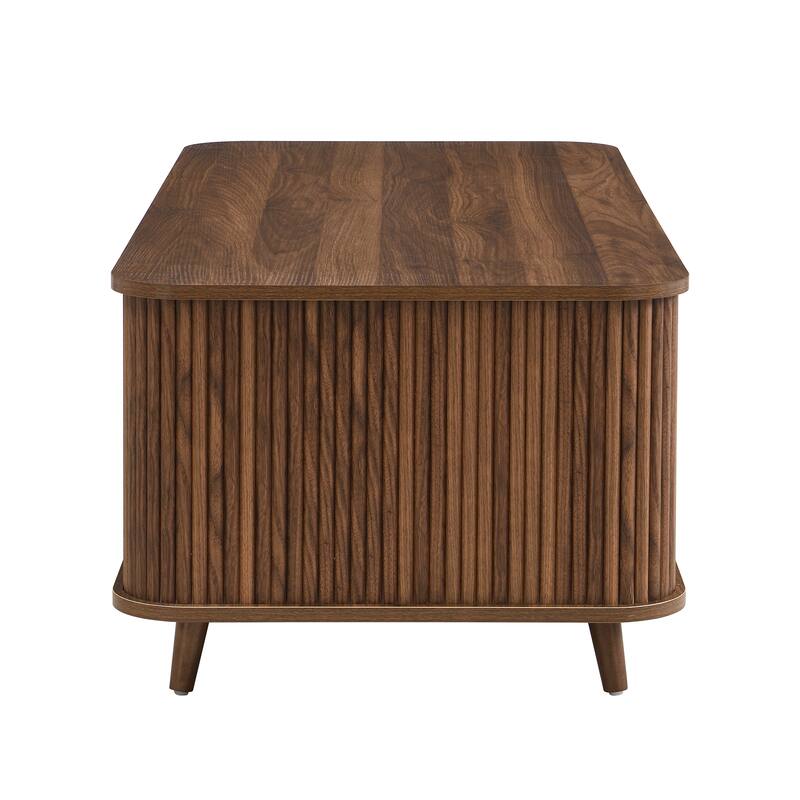 Christopher Knight Home - Arlo Mid-Century Modern Coffee Table with Tambour Doors and 6-Compartment Storage Drawer