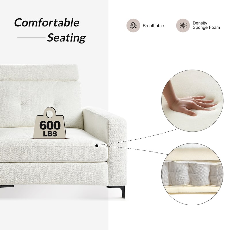Friedrich Modern Storage Button-tufted Sectional Sofa with Adjustable Seating Depth and Metal Legs by HULALA HOME