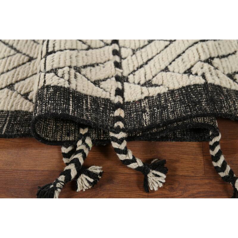 All-Over Chevron Moroccan Oriental Area Rug Hand-Knotted Wool Carpet - 8'10"x 12'10"