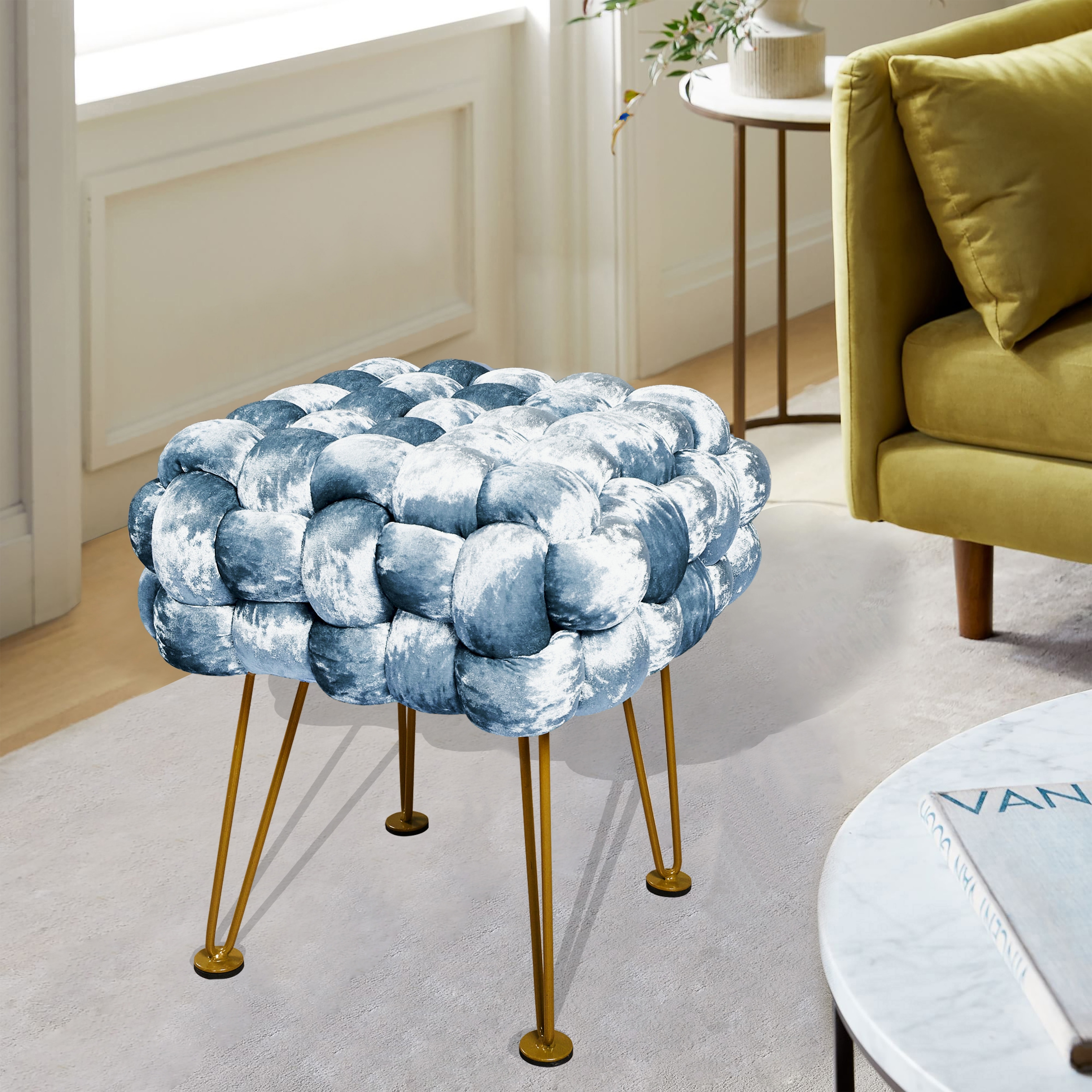 Crushed velvet stool deals