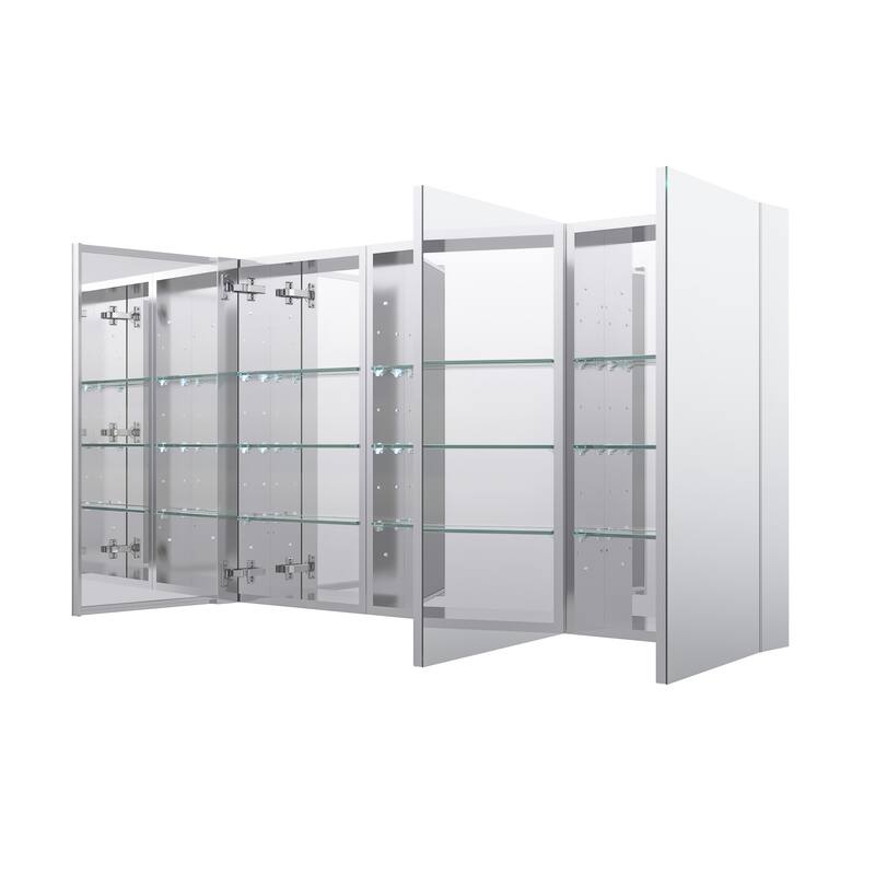 52''/56''W X 30''H Recessed Or Surface Wall Mount Bathroom Medicine Cabinet With Adjustable Glass Shelves
