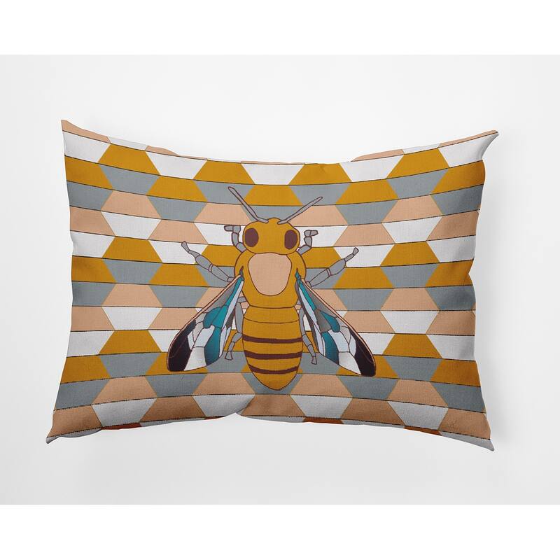 Bee and Comb Indoor/Outdoor Throw Pillow - Mango - 14" x 20"