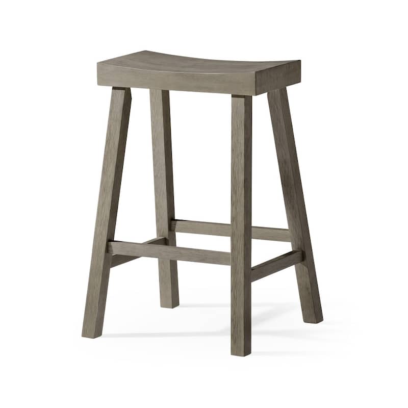 HomeRoots 27" Cool Gray Solid Wood Backless Counter Height Bar Chair