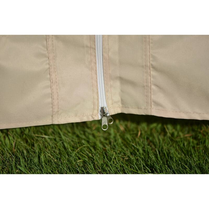 127"W x 127"D Square Quality Double Tiered Grill Canopy, Outdoor BBQ Gazebo Tent with UV Protection, Beige