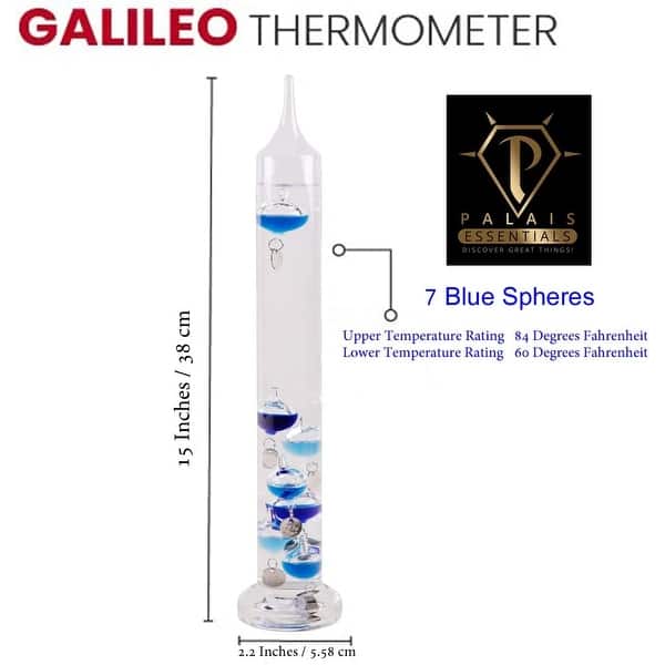 Palais Essentials Galileo Thermometer Floating Glass Balls Fahrenheit