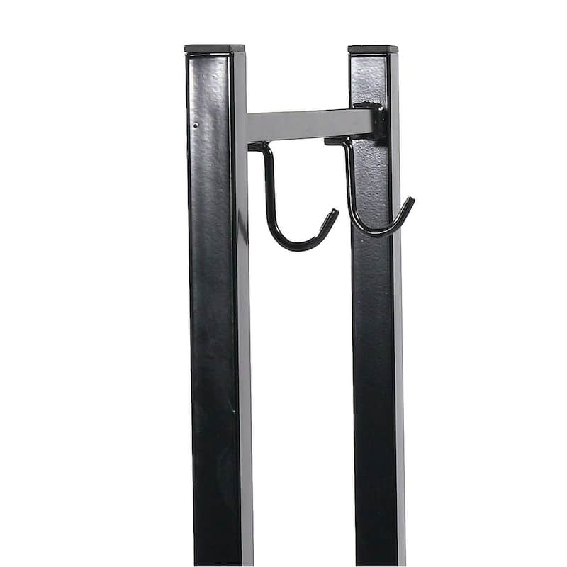 Sunnydaze Log Rack with Tool Holders Steel with Blakc Finish Firewood Storage