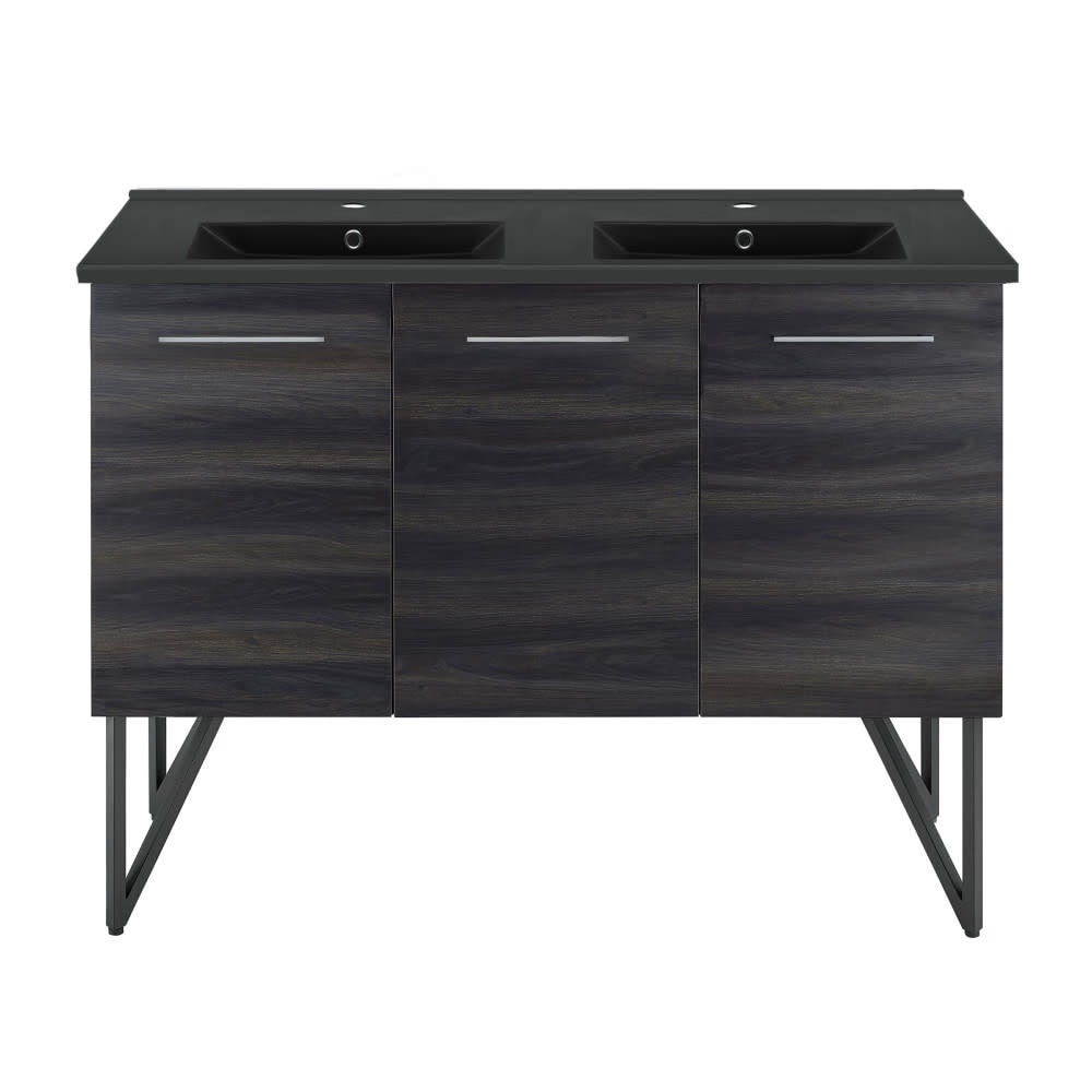 Swiss Madison SM-BV224DMB Annecy 48" Free Standing Double Basin Vanity - Black Walnut / Matte Black