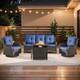 Option Brown Wicker Blue Cushion