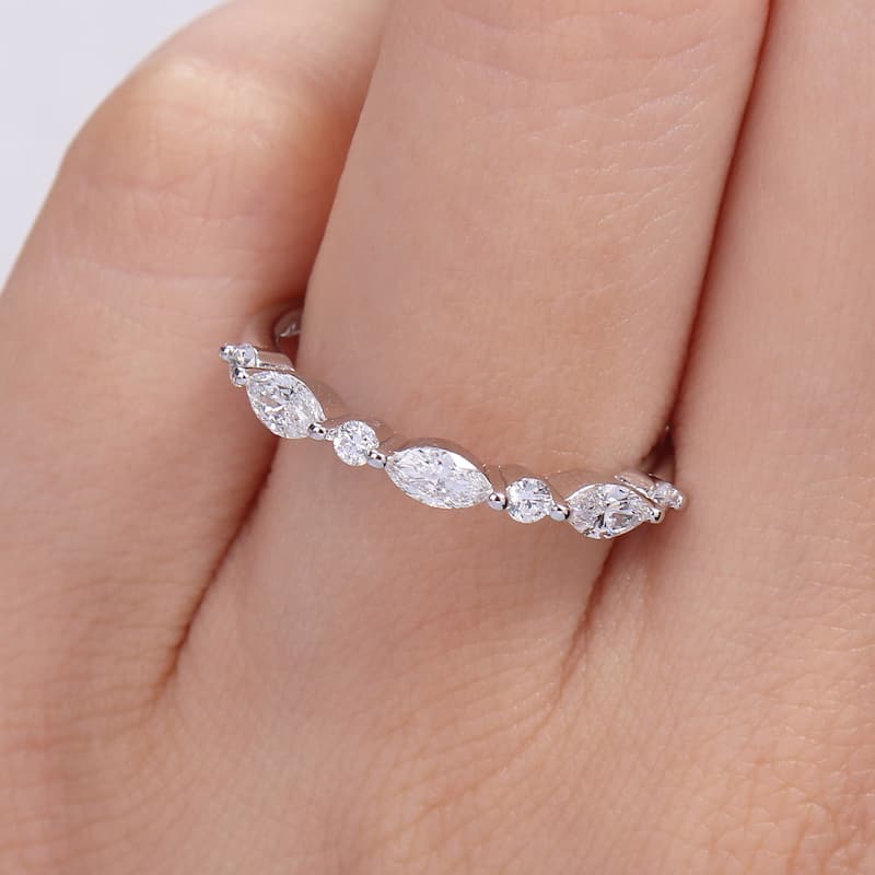 1/2ct TDW Lab-Grown Diamond Semi-Eternity Ring in Platinum Silver