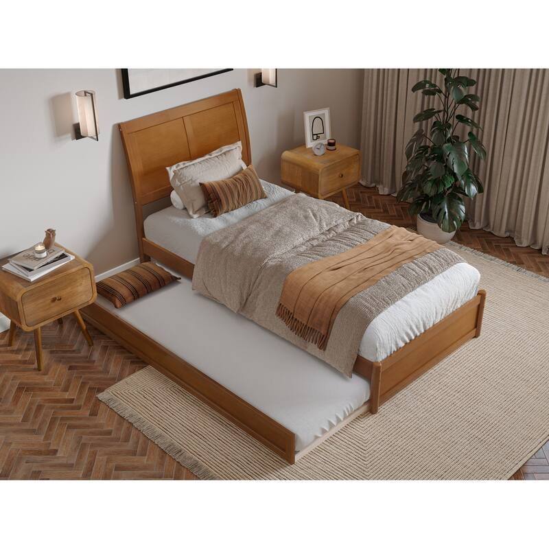Andorra Platform Bed with Panel Footboard and Twin XL Trundle