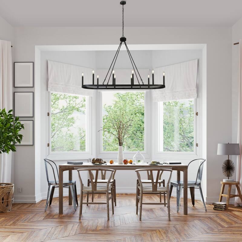 Mid-century Modern 10-Light 50 IN Chandelier Rectangle Metal Island Lights for Dining Living Room - L 50" x W 12.6" x H 7.1"
