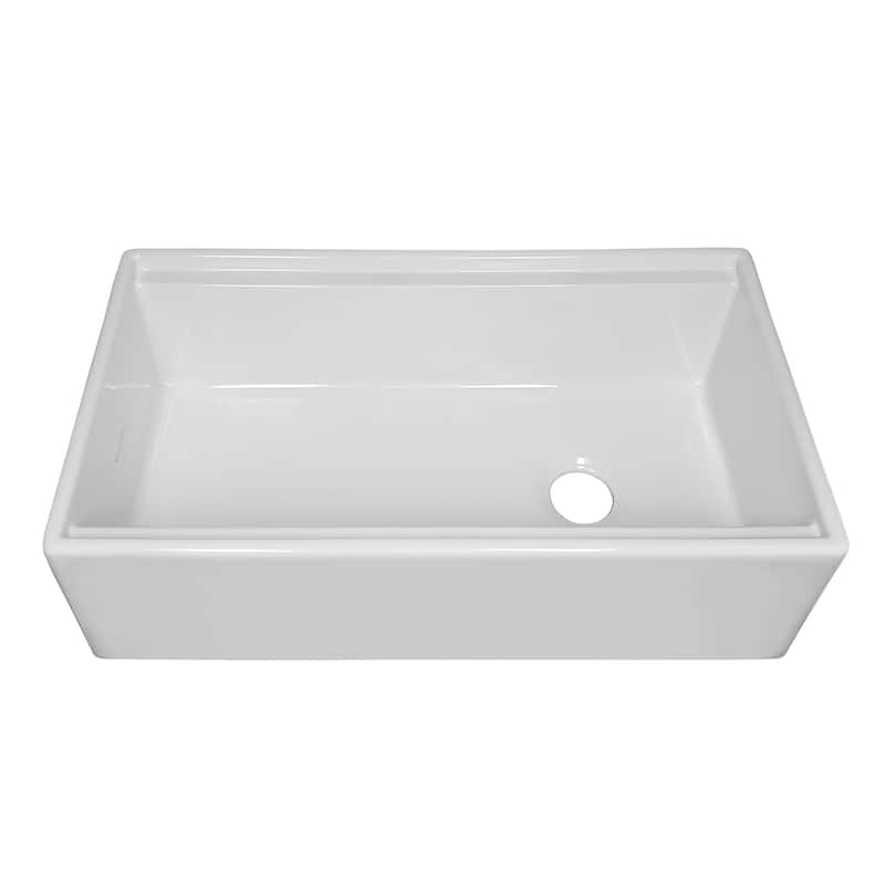 33" Reversible Single Bowl Fireclay Sink Set with a Smooth Front Apron, Walnut Wood Cutting Board and Stainless Steel Grid
