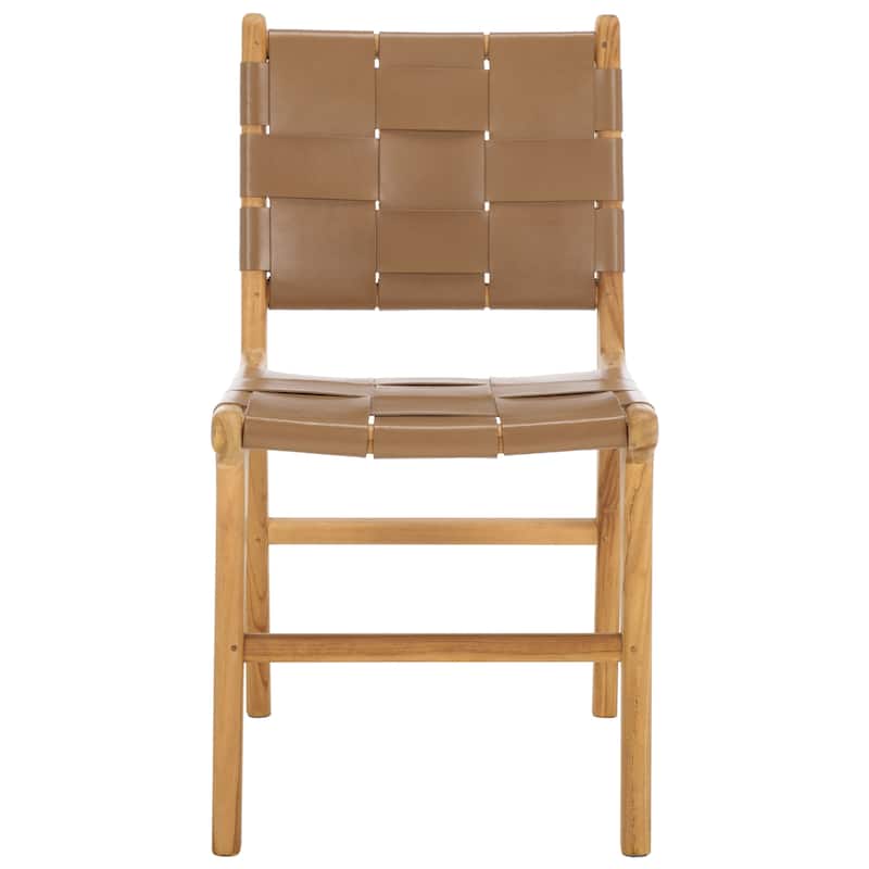 SAFAVIEH Couture Cassaphina Woven Leather Dining Chair - 18"W x 23"D x 34"H