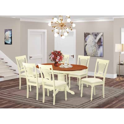 Rustic Dining Set 7 Piece - Avon Table & 6 Microfiber Chairs - Solid Wood Kitchen Dinette Set