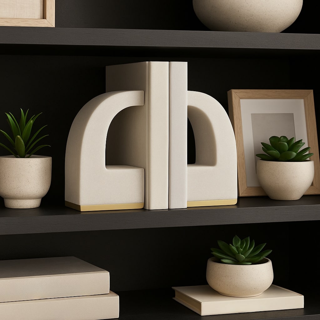 Sagebrook Home's Inspiring 10" White Resin Bookends - Perfect for Stylishly Holding Your Collection, Set of 2 - 6" x 3" x 10"