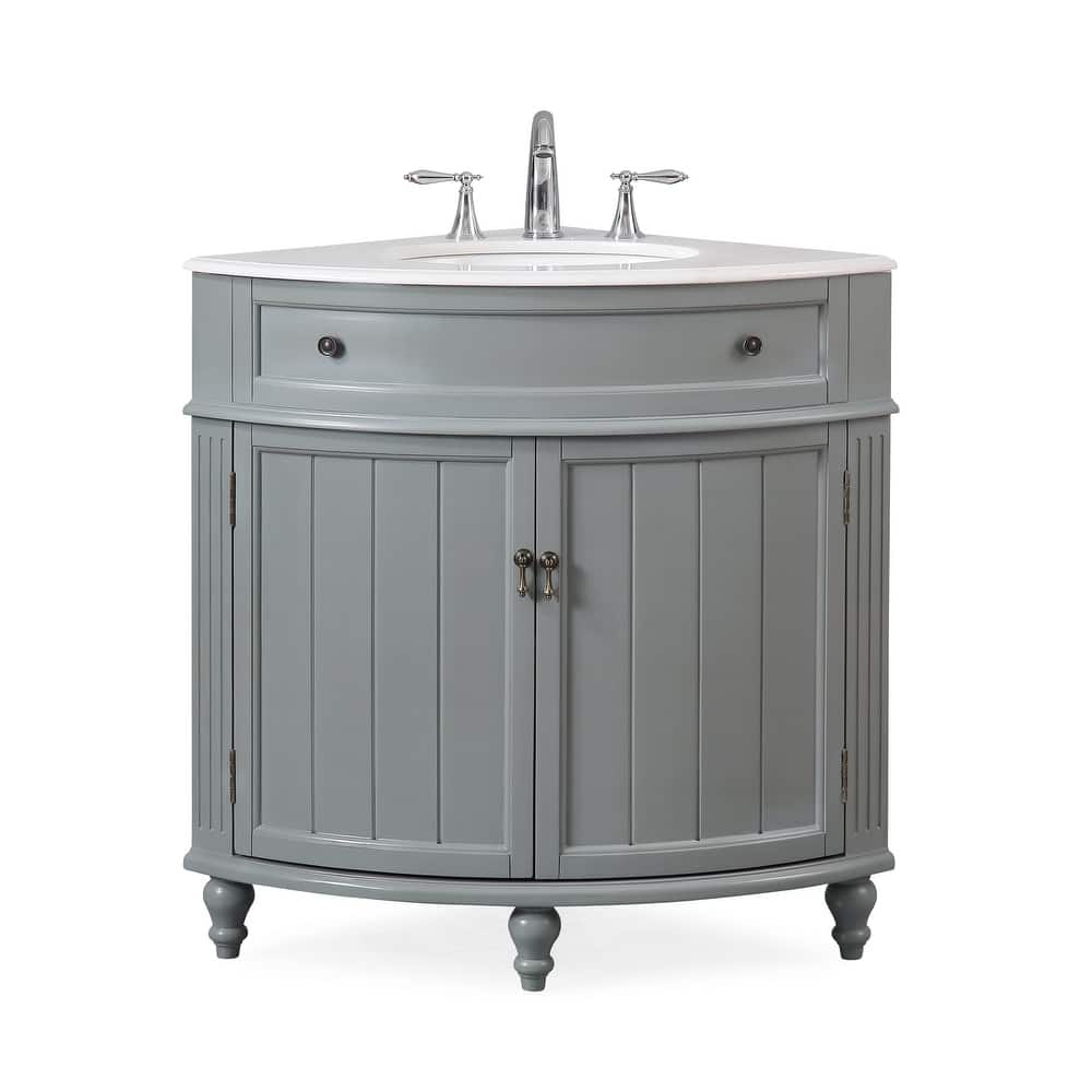 24-inch Benton Collection Triadsville Slim Corner Bathroom Sink Vanity