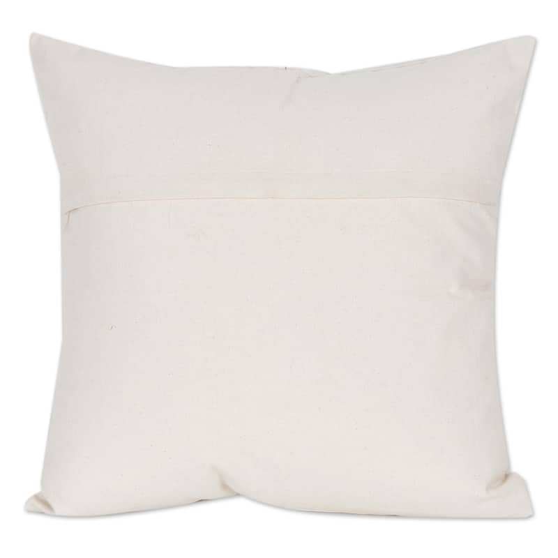 Novica Handmade Royal Blue Embroidered Cotton Cushion Cover