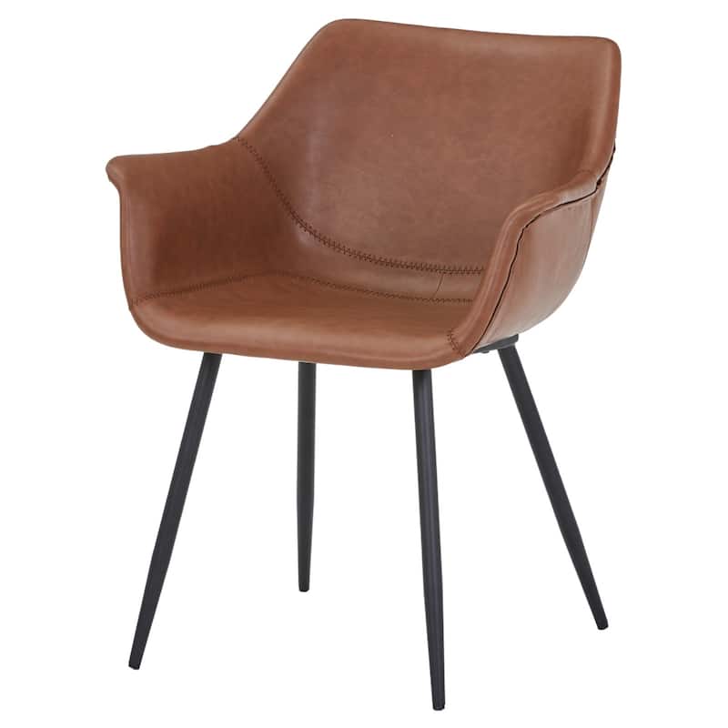 Markley Mid-Century Modern Vegan Leather Dining Chair - Waterproof Kitchen Side Chair with Matte Black Metal Legs