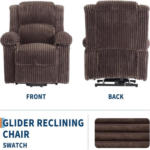 dimension image slide 0 of 5, Recliner Chair Corduroy Manual Recliner Sofa Hles Pillow-Top Armrests Thick Cushions Side Pockets 400 Lb Weight
