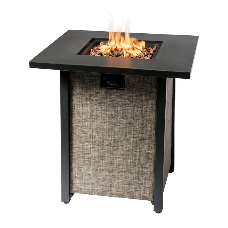 Teamson Home Outdoor 28" Propane Gas Fire Pit with Woven Textilene Base, Beige