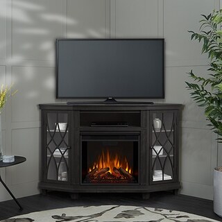 Lynette 56" TV Stand Electric Fireplace Gray by Real Flame