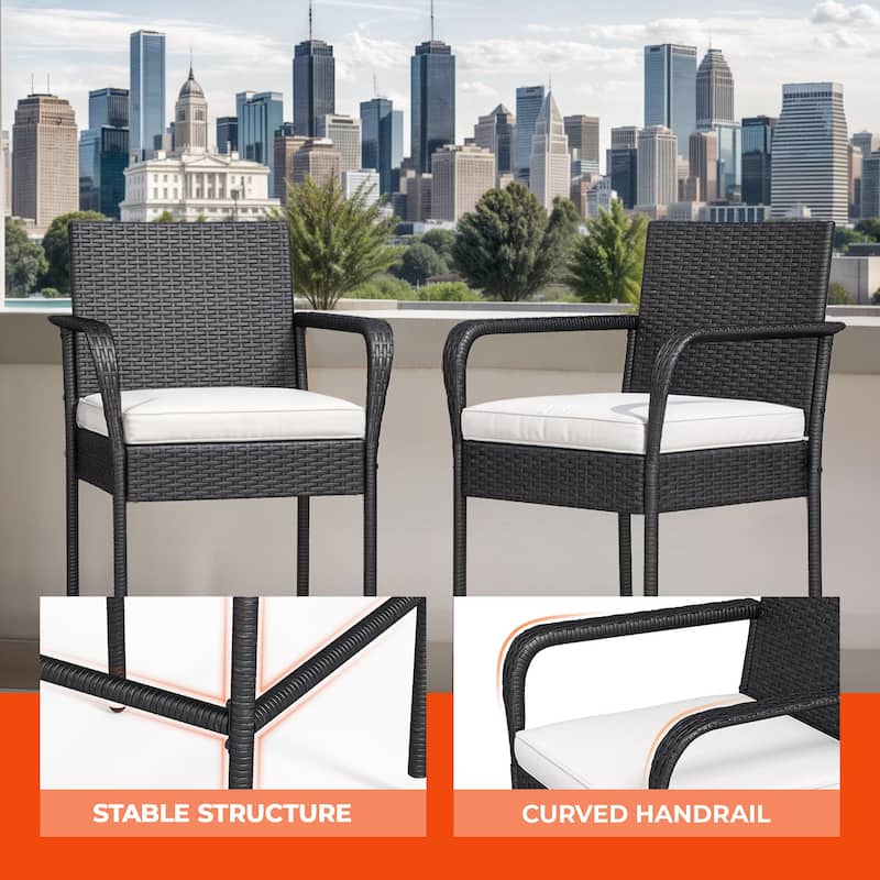 2Pcs Patio Bar Stools Wicker Barstools