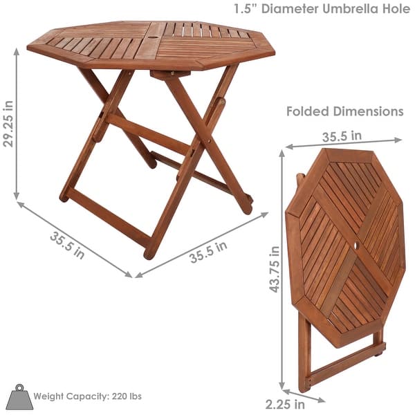 Sunnydaze Meranti Wood Folding Octagon Table
