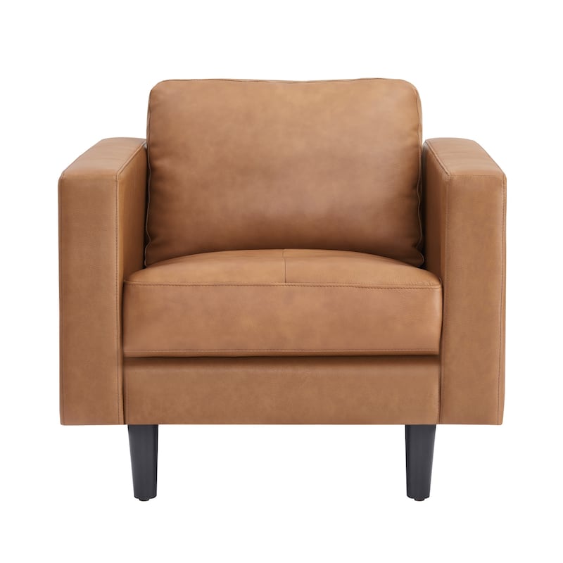 Premium Cowhide Leather Chair With High Density Cushions and Large Seating Space