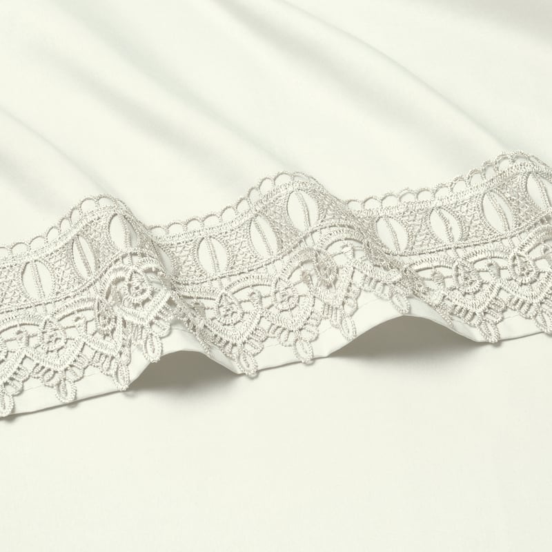 Bamboo Comfort Lace Crochet Embroidery 4 Piece Sheet Set