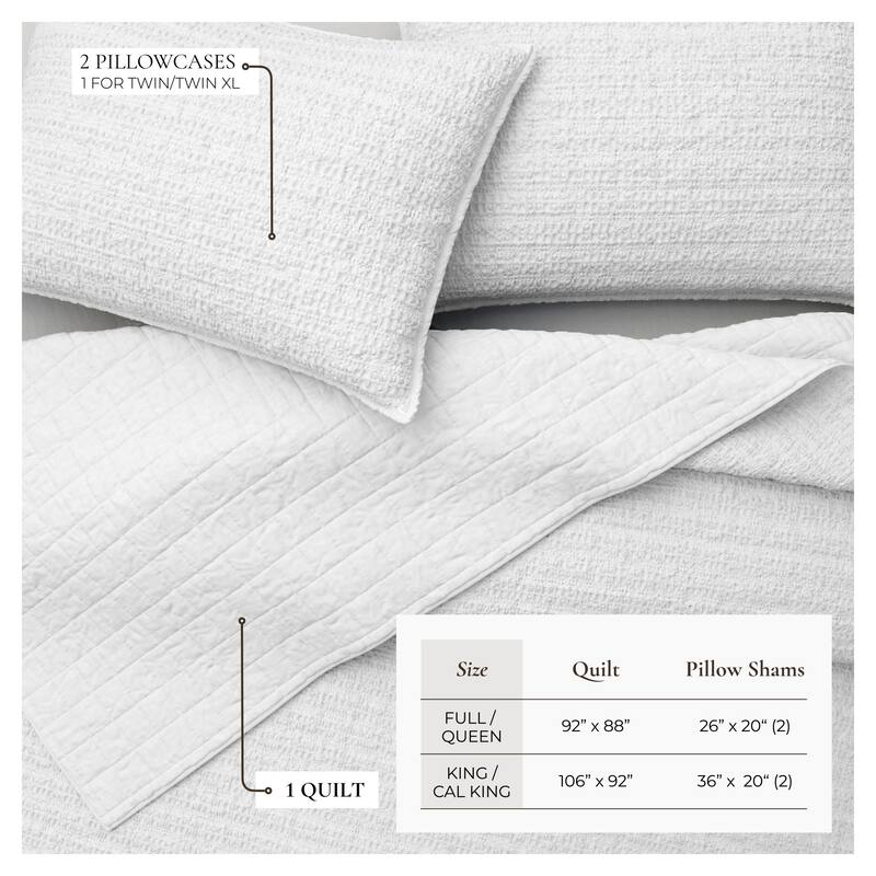 Linery & Co. 100% Cotton Honeycomb Waffle Garment Washed Quilt Set.