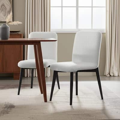 HomeRoots Set of Two White and Black Upholstered Boucle Dining Side Chairs - 23' X '32' X '18.5
